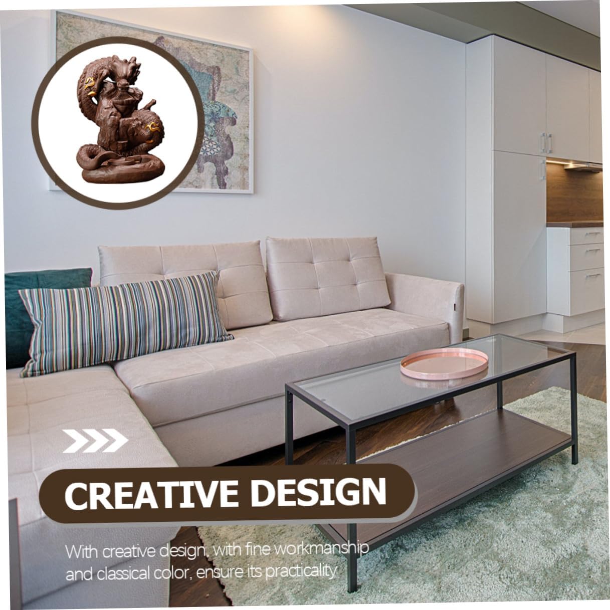 Backflow Incense Burner Purple Clay Dragon Figurine Cone Incense Holder for Office Desktop Home Fragrance Decoration