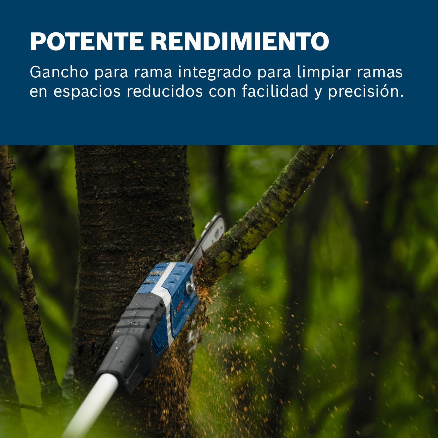 Bosch Professional 18V System sierra cadena telesc. GKE 18V-25 TP (130 cortes/carga, bastón tel. 2,9 m, motor Brushless sin escobillas, funda 25 cm incl., llave destorn., correa hombro, sin batería)