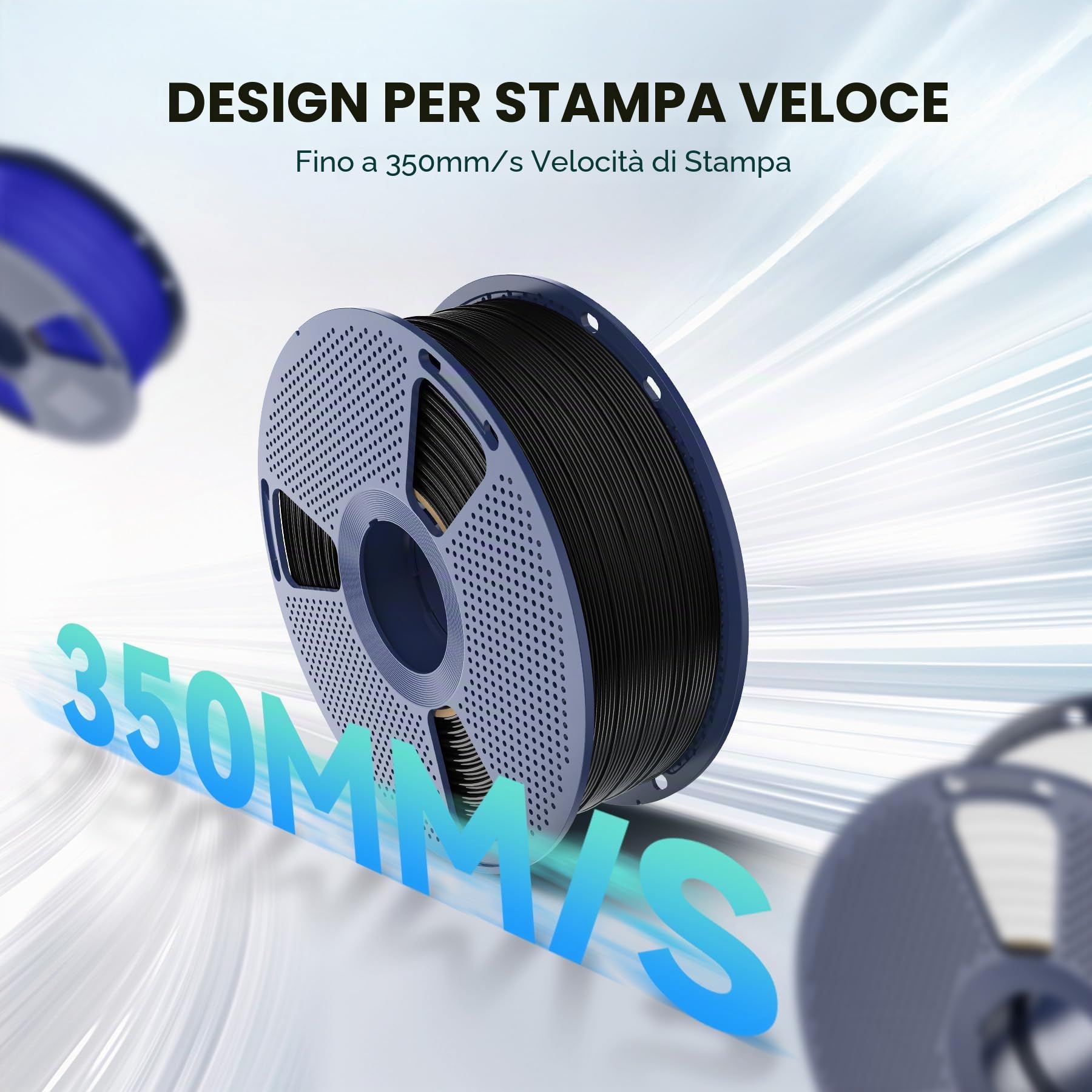 SUNLU Filamento ABS ad alta velocità a 8 colori, rapido 350 mm/s, filamento per stampante 3D, 1,75 mm, resistenza al calore, stampa rapida, 250 spool, confezione da 8 (nero+bianco+grigio+beige+rosso+