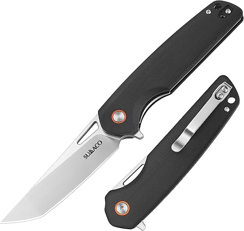 SUMACO Folding Knife knives EDC Tactical pocket knife for men D2 Steel and G10 Handle Material Hunting Camping survival tactical knife