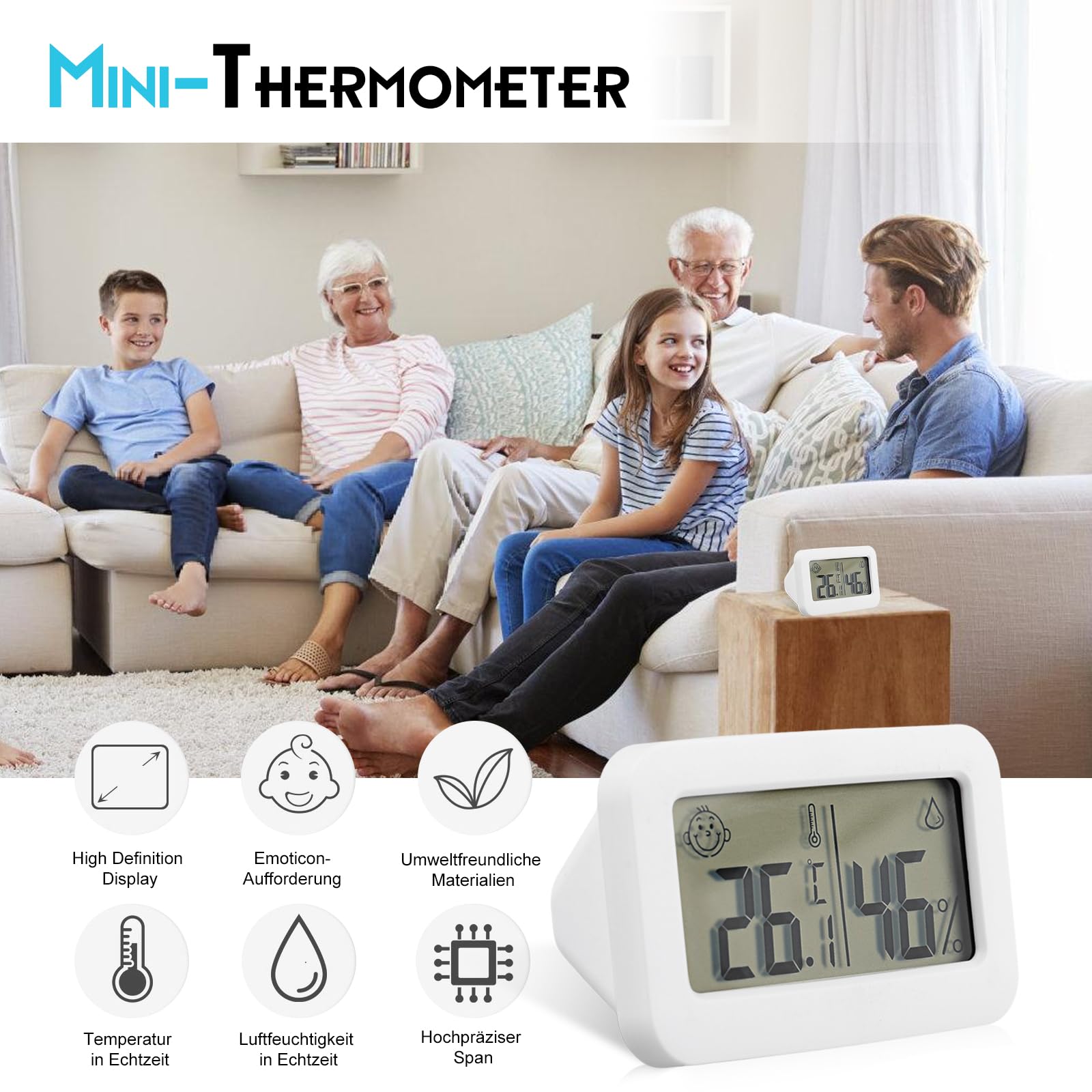 Confezione Da 5 Mini Termometro Igrometro Digitale, Elettronico - Foto 10