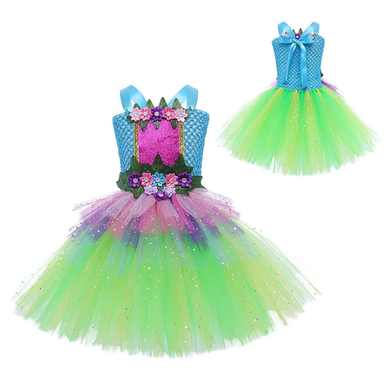 Generico Costume Da Fata Per Bambine Abito Tutù Da Festa Di Halloween Con | Copricapo da Principessa Compleanno Halloween Capodanno Carnevale Matrimonio Spettacoli TeatrEventi Festivi