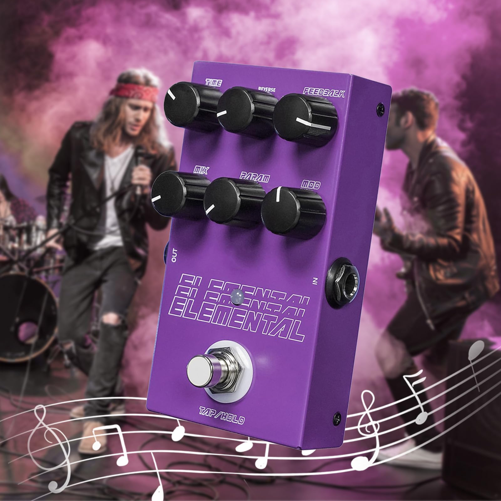 Nikou M-VAVE Delay - Pedale digitale Delay con 9 regolatori di effetti, ingresso per chitarra, alloggiamento in metallo, DC9 V/tipo C, 2 modalità di alimentazione (viola)