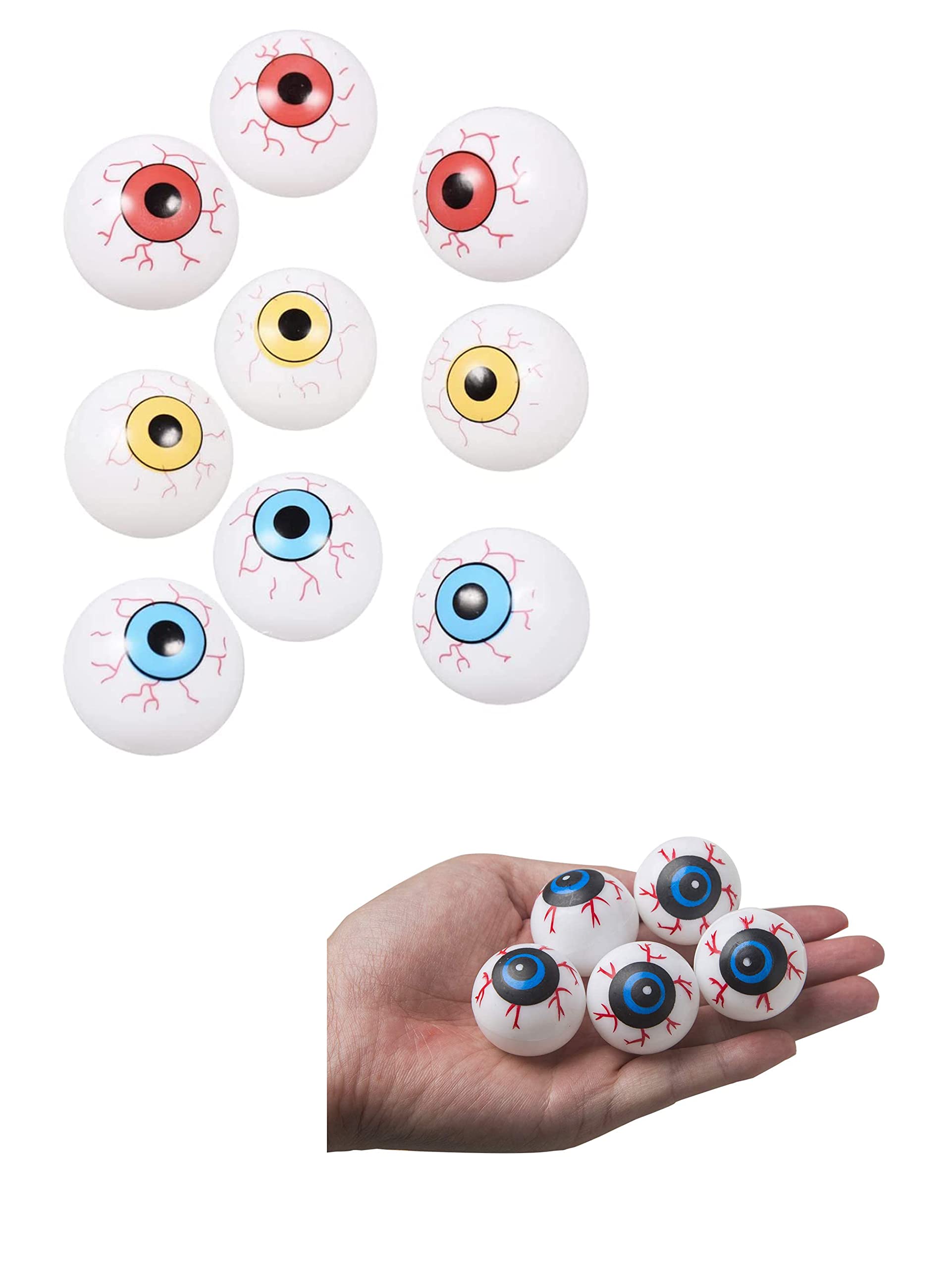 Brown Leaf Plastic Halloween Eye Ball Scary Ping Pong Eye Ball Trick or Treat Party Semicircle Eyes for Teenage and Adult Cosplay (Pack of 15 Eye Ball)