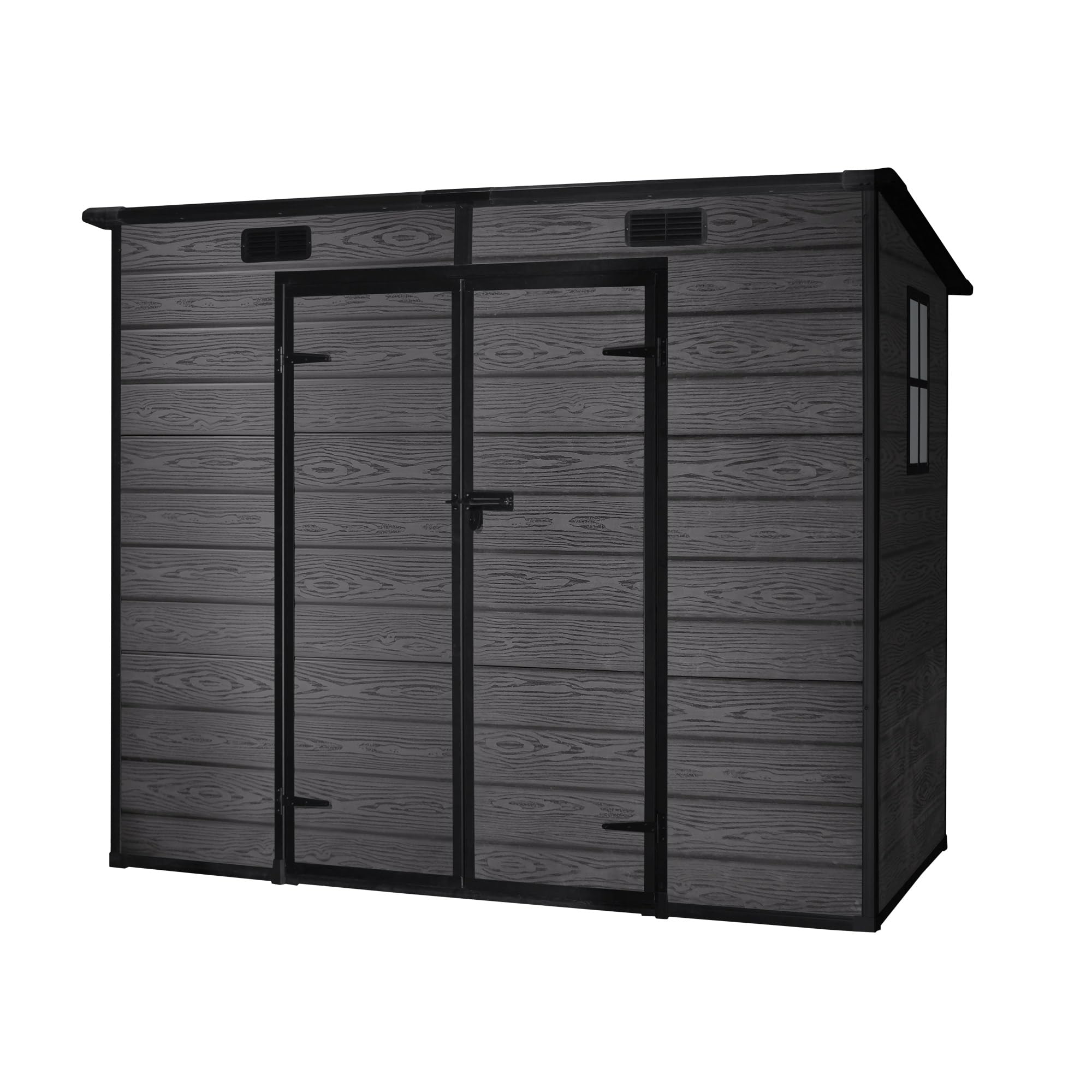 Wasabi - Caseta de Resina Jardín Aqua 1.4 – Ventana Luz Natural – Suelo Incluido - Paneles 12mm de Espesor - Gris Blanco - Cobertizo PVC Almacenaje Exterior - 1,37m2 Techo Dos Aguas — view 10