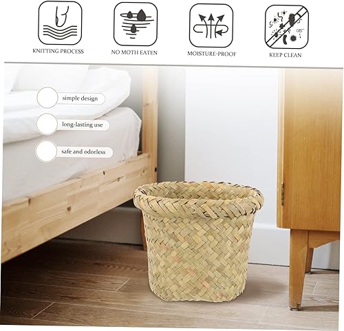 Miniatura 4 de Cesta de basura tejida de hierba marina multifunción para diseño elegante compacto y ligero cubo de basura decoración de habitación