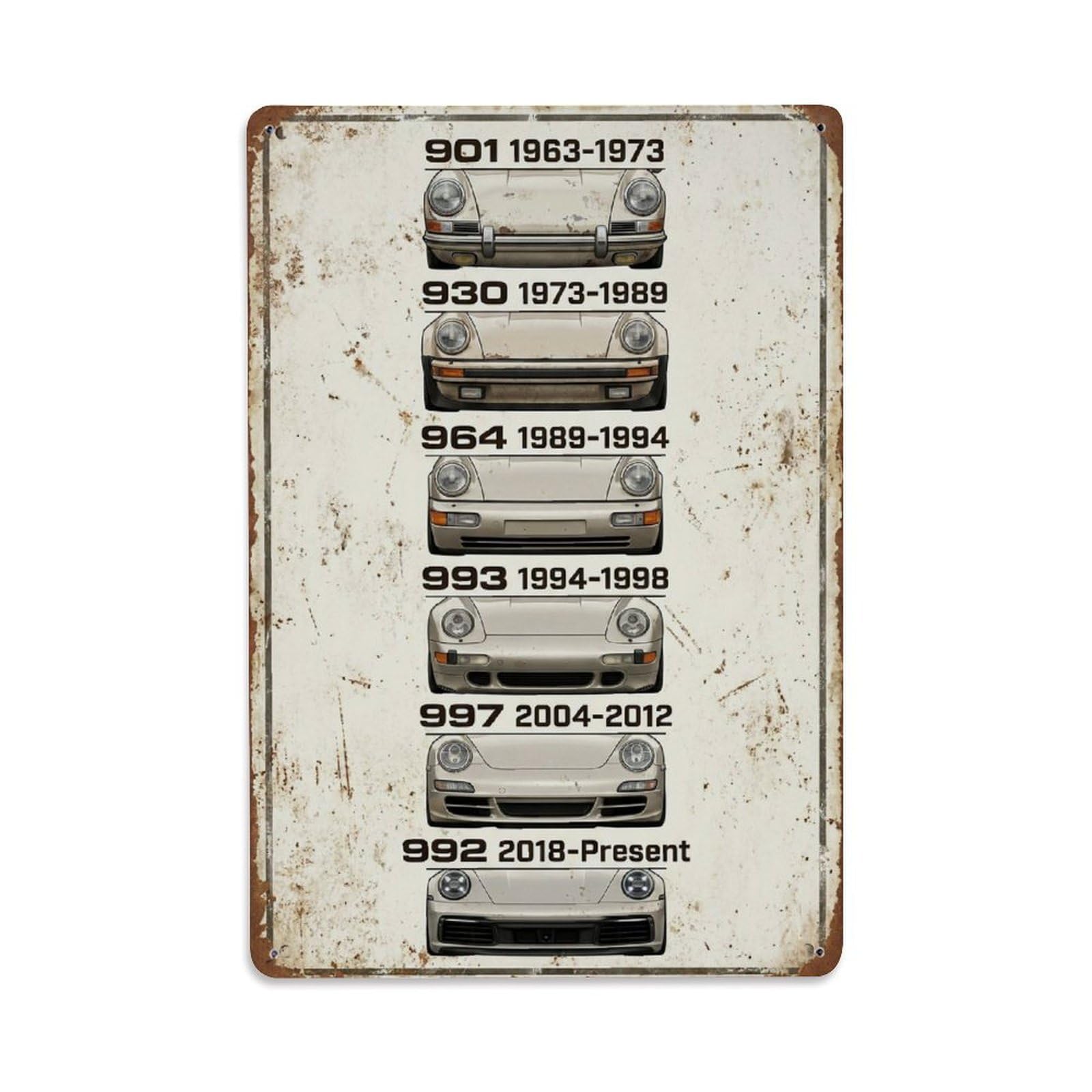 911 GT3 901 930 964 Front Profile Racing Supercar Performance Metal Tin Sign Plaque Wall Decor for Cafe, Man Cave, Club Bar, Office, Home Garden Round Metal Poster 8x12Inch