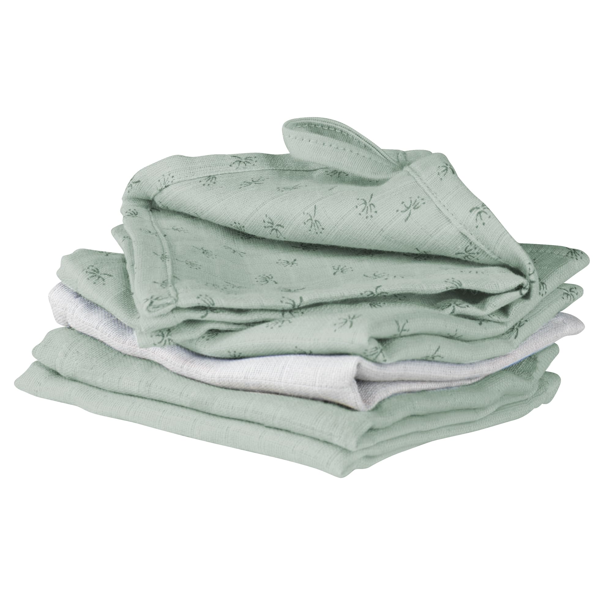 roba Set of 5 Lil Planet Baby Washgloves 25 x 25 cm - GOTS and Oeko-TEX Certified - Organic Cotton - Frosty Green - Image 2