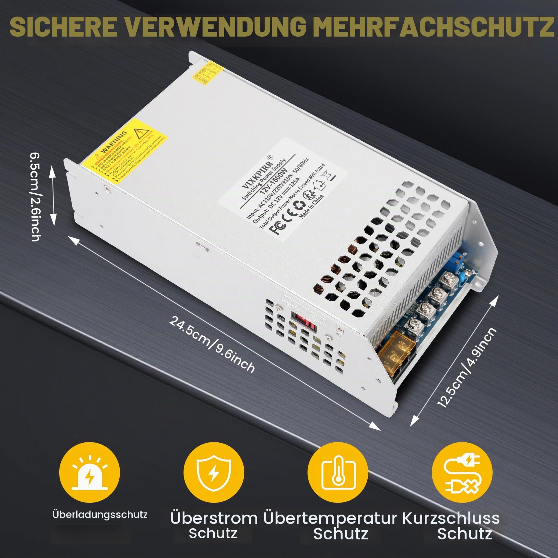 Upgrade DC 24V 62.5A 1500W Netzteil Transformator Schalternetztei 230V AC auf DC 24V Netztei 62.5A 1500W Stromversorgung Adapter für 24V LED Lichtleiste CCTV Kamera Sicherheitssystem Radio