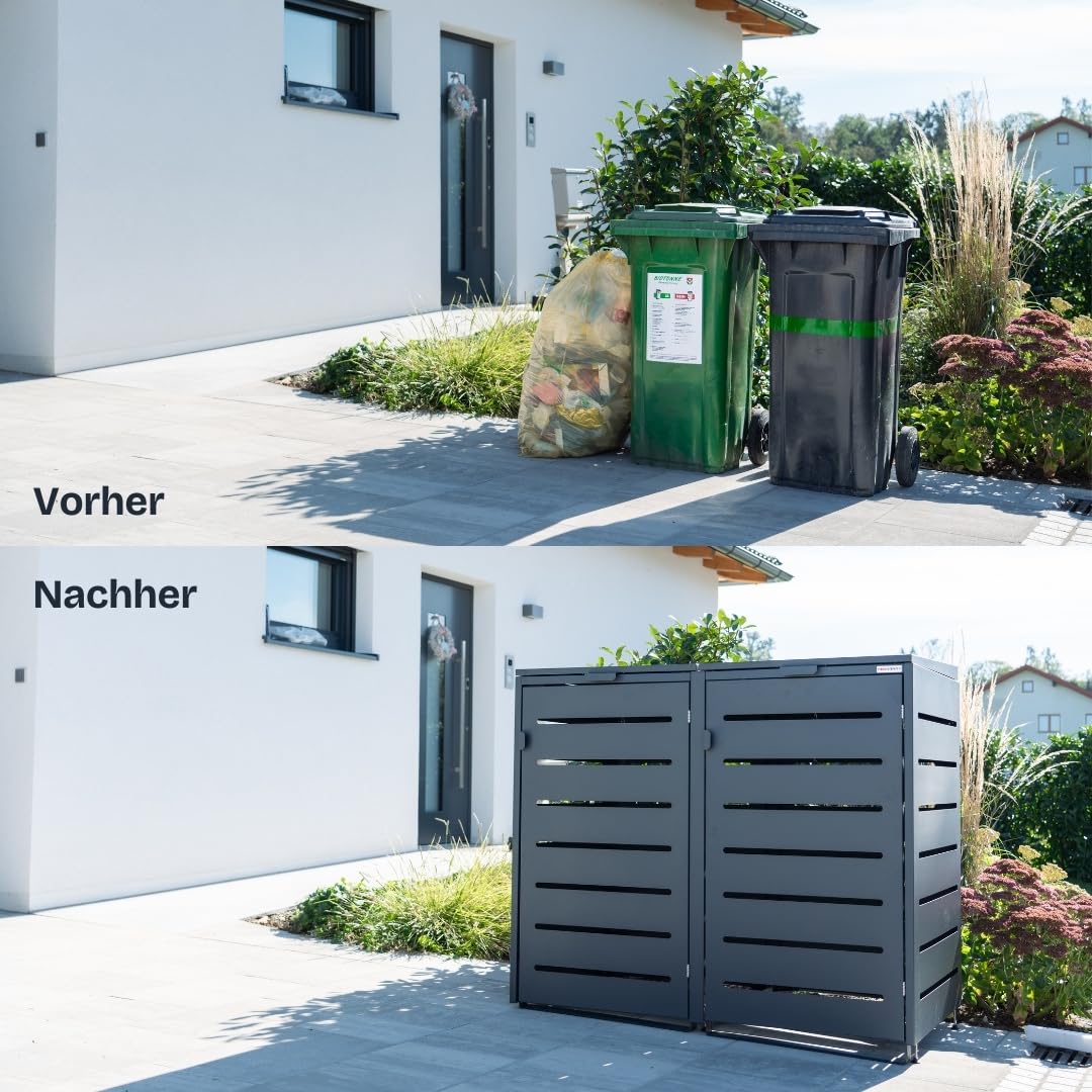 Alubert Mülltonnenbox 4er Schwarz (RAL9005)
