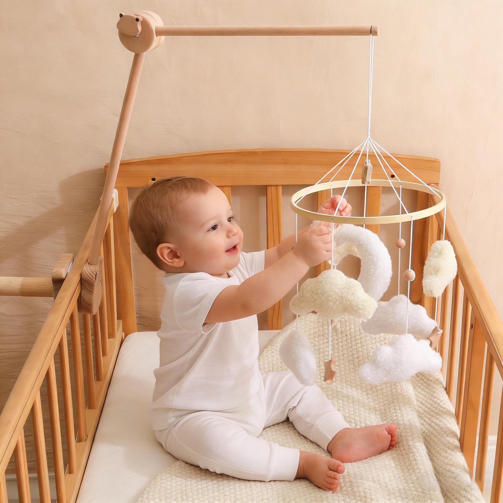Mobile pour Lit Bébé | Rotatif à esthétique apaisante | Mobile bohème | pour Berceau Mur Fenêtre Maison Garçons Fille Jeune Enfant
