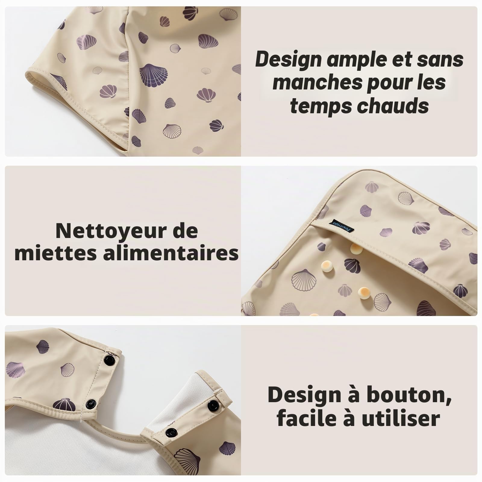 Bavoir de Sevrage à Manches Courtes et BLW, Matériau Doux et Doux Pour la Peau