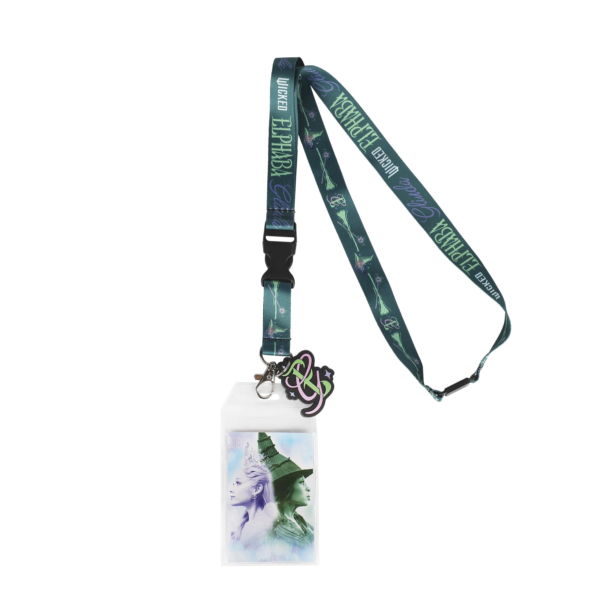 Wicked Elphaba and Glinda 22-inch Lanyard with Clear ID Sleeve and Rubber Charm