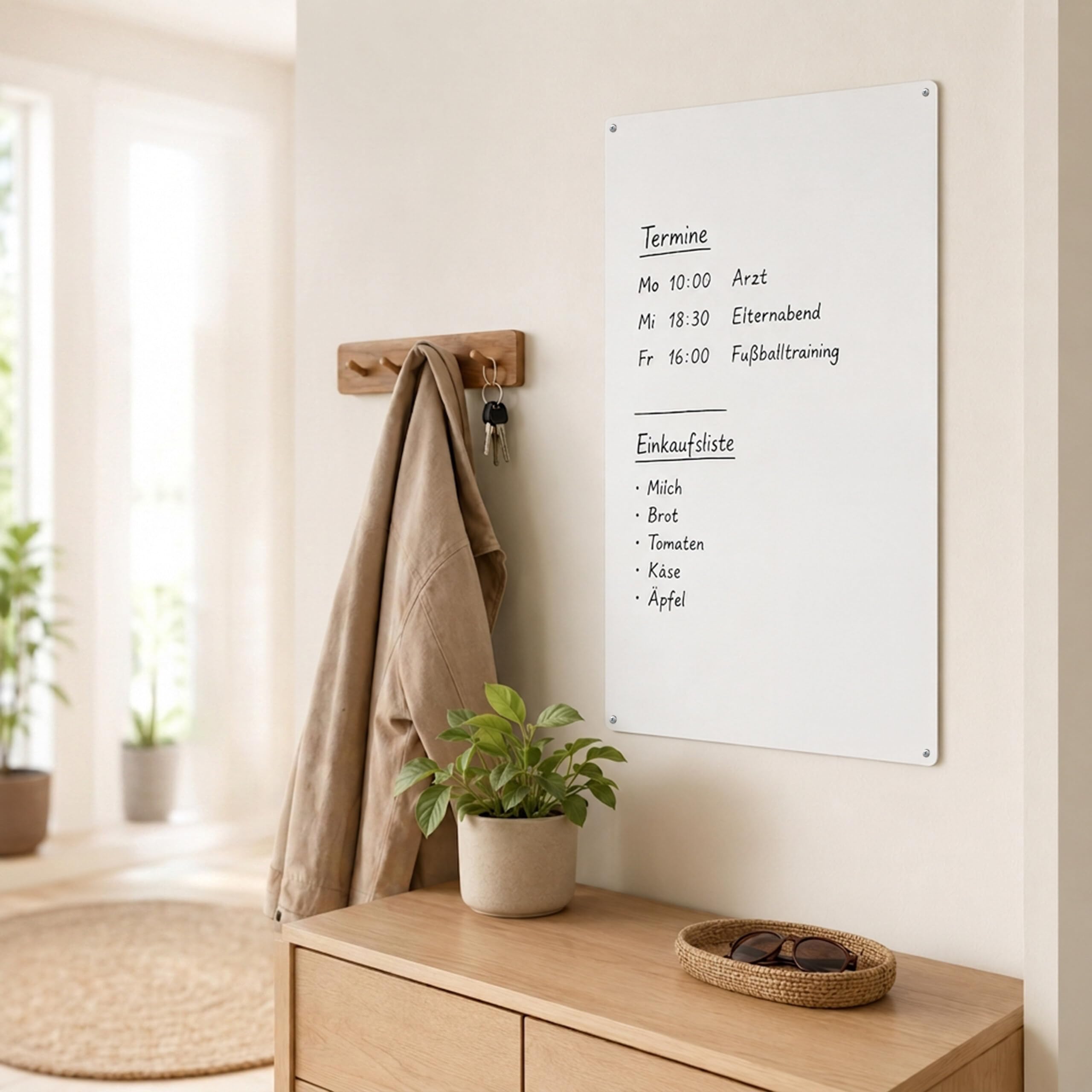Tablica magnetyczna Relaxdays, tablica kredowa do pisania, biała | Tablica magnetyczna z 3 pisakami, 50x100, tablica na notatki do biura i kuchni, stalowa