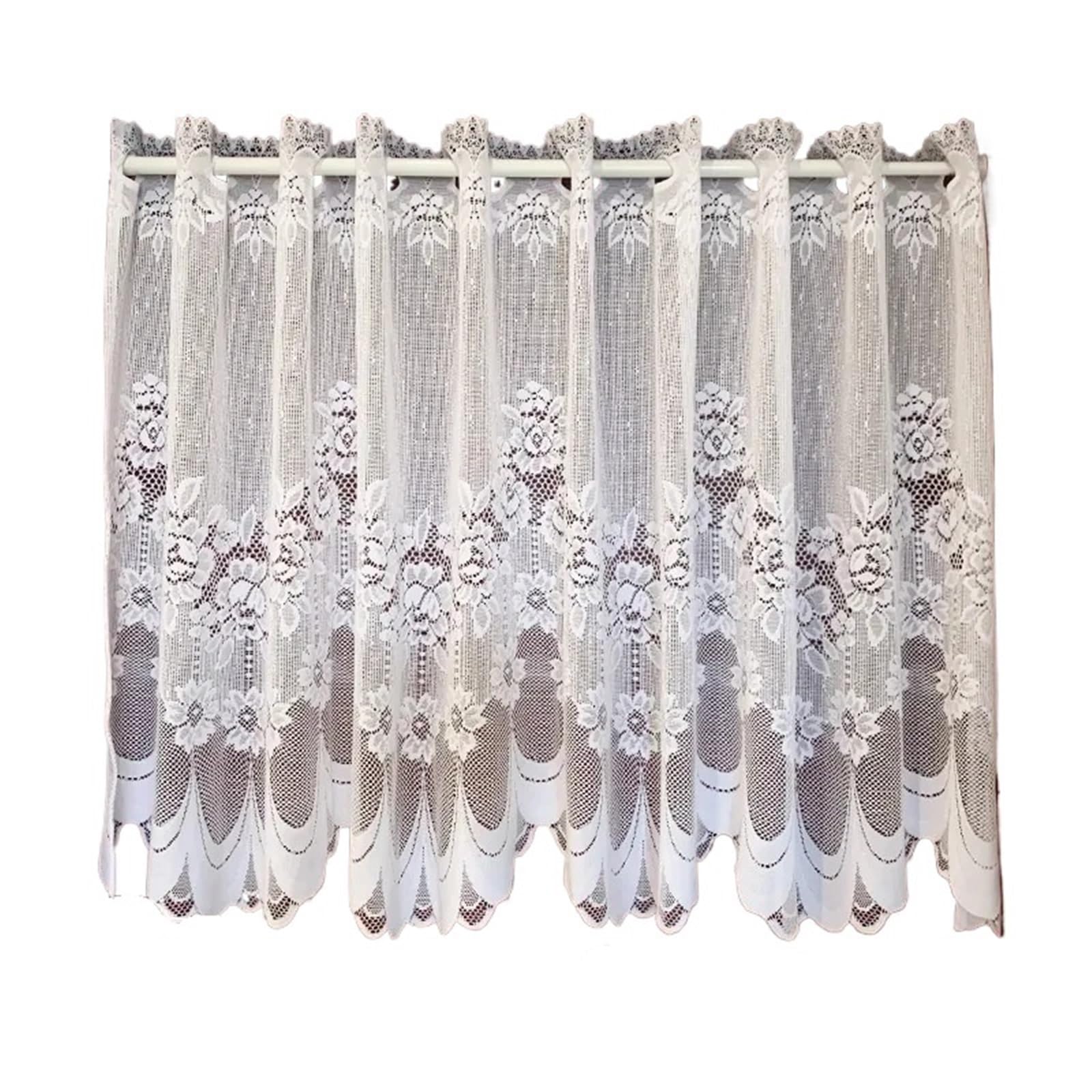 LNNXSZ Short Curtains 1pc Lace Sheer Curtains Dining Room Kitchen Cafe Voile Valance Short Curtain Window Treatment Door Drapes(W100xH90cm 39x35in)