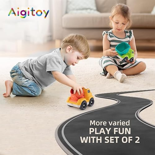 Miniatura 3 de Aigitoy Camión volquete grande para niños pequeños, sin BPA, sin ftalatos, PVC, camión de juguete mezclador de cemento de 7 pies, camión volquete,