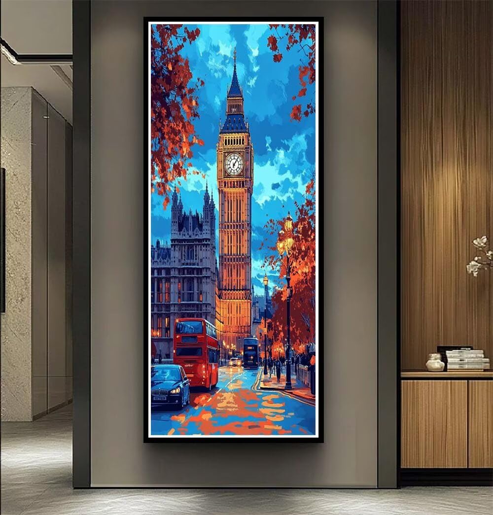Diamond Art Painting Kits for Adults 100x300cm, 5D Large Diamond Painting London Full Round Drill Gem Art Big Ben Crystal Cross Stitch Arts Crafts Paint by Numbers for Home Wall Decor Gifts -LR1153