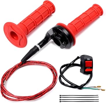 7/8" 22mm Twist Throttle Accelerator Soft Rubble Handle Grip Cable kit for 50cc 90cc 110cc 125cc 4-Stroke SSR Coolster Apollo CRF50 Roketa Pit/Dirt/Mini/ATV Quad Pocket Bike