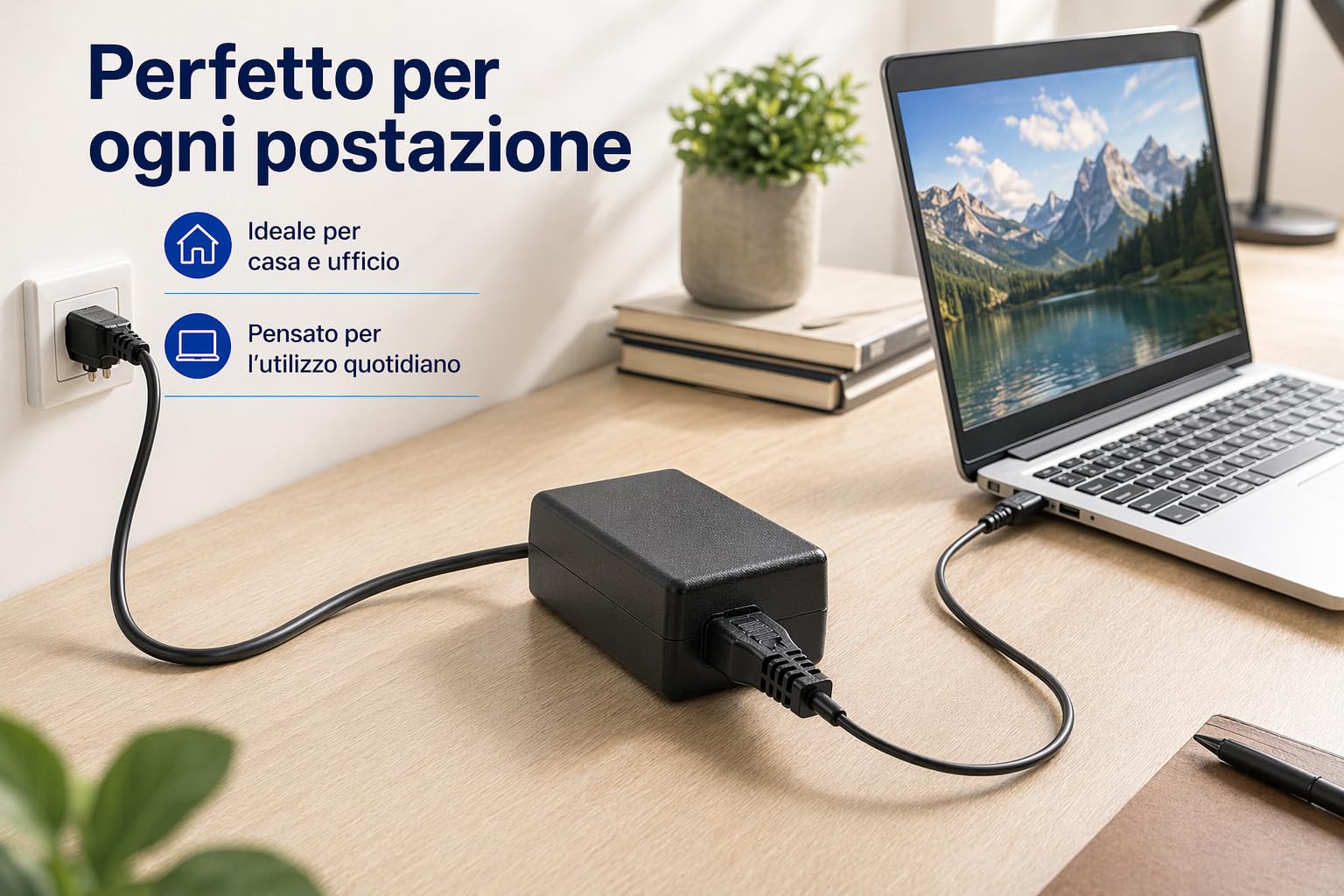 Cavo Alimentazione Notebook 1,8m IEC C5 Trifoglio – Spina Italiana 3 Poli 10A 250V IMQ | Cavo Alimentatore PC Portatile, Monitor, Stampante
