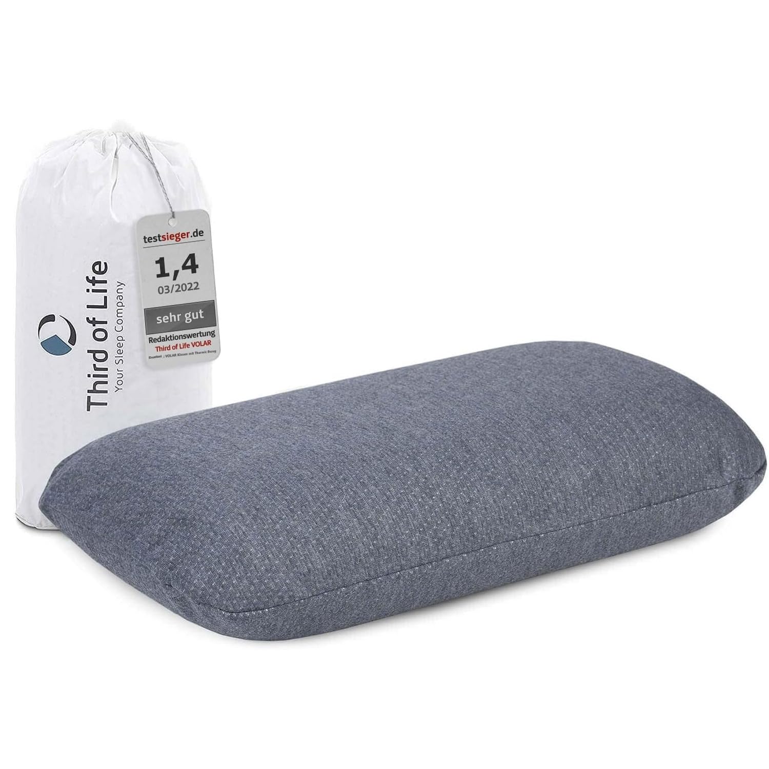 Reisekissen VOLAR QuickDry, Ergonomisches Nackenkissen aus Memory Foam für Flugzeug, Auto-Reisen, Kleines HWS Kopfkissen mit schnelltrocknendem Thermo-Bezug, Camping-Kissen für Outdoor & Reise 40x25