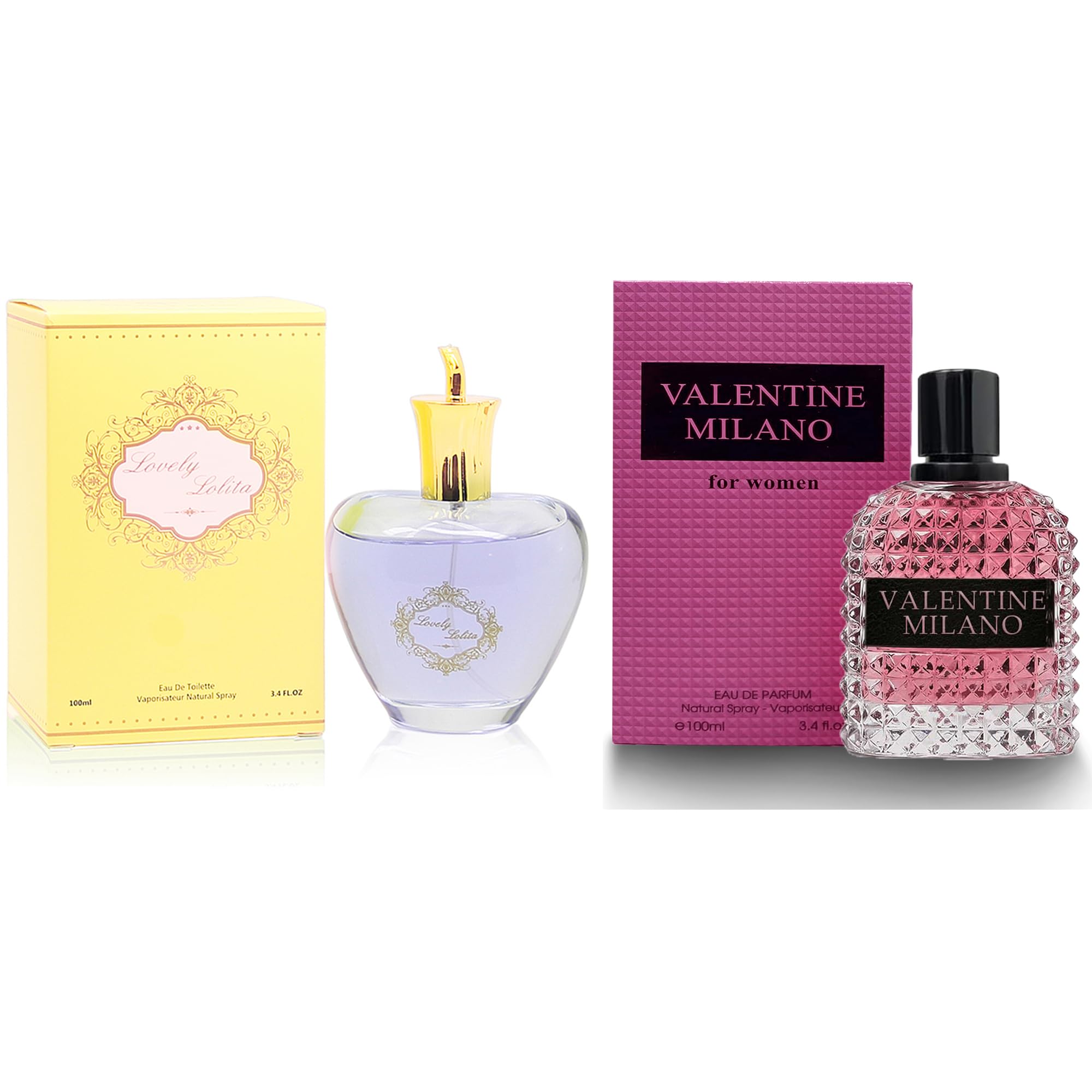 Women's Perfume Gift Set, EDP, 2 Pack (3.4 oz / 100 mL each), LOVELY LOLITA, MILANO FOR WOMEN, Soft Floral & Chic City, for daytime wear & day-to-night, Long-Lasting, Gift Ready