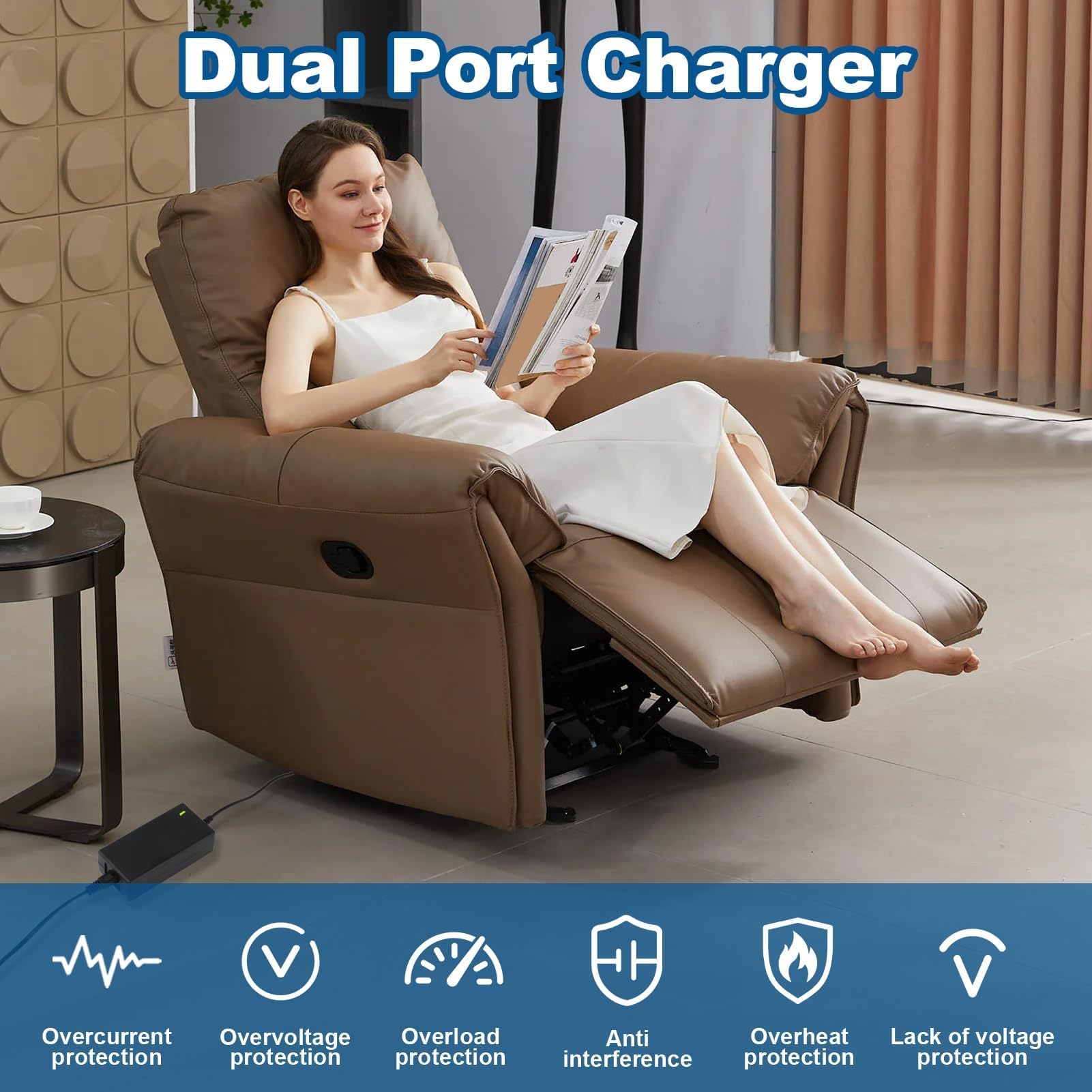 Adaptador Cargador 29V 2A Transformador Reclinable Eléctrico Adaptador de 29V 2A CA/CC Fuente de alimentación de Silla Elevadora para sofá ZBHWX-A290020-A HXY-270V2220A KDDY008B OKIN con Cable — view 5