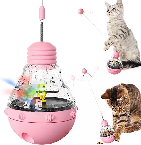 Juguete interactivo para gatos de interior, dispensador de alimentador lento para gatos, pérdida de peso, diseño de vaso de juguete para gatos que