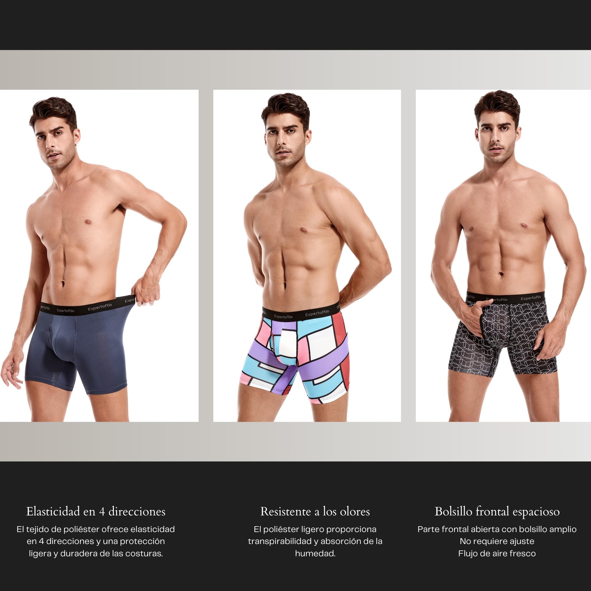 Calzoncillos Largos Deportivos para Hombre, Ropa Interior Funcional, Pack de 6 Piezas, Pantalones Cortos de Compresión con Apertura para Hombres