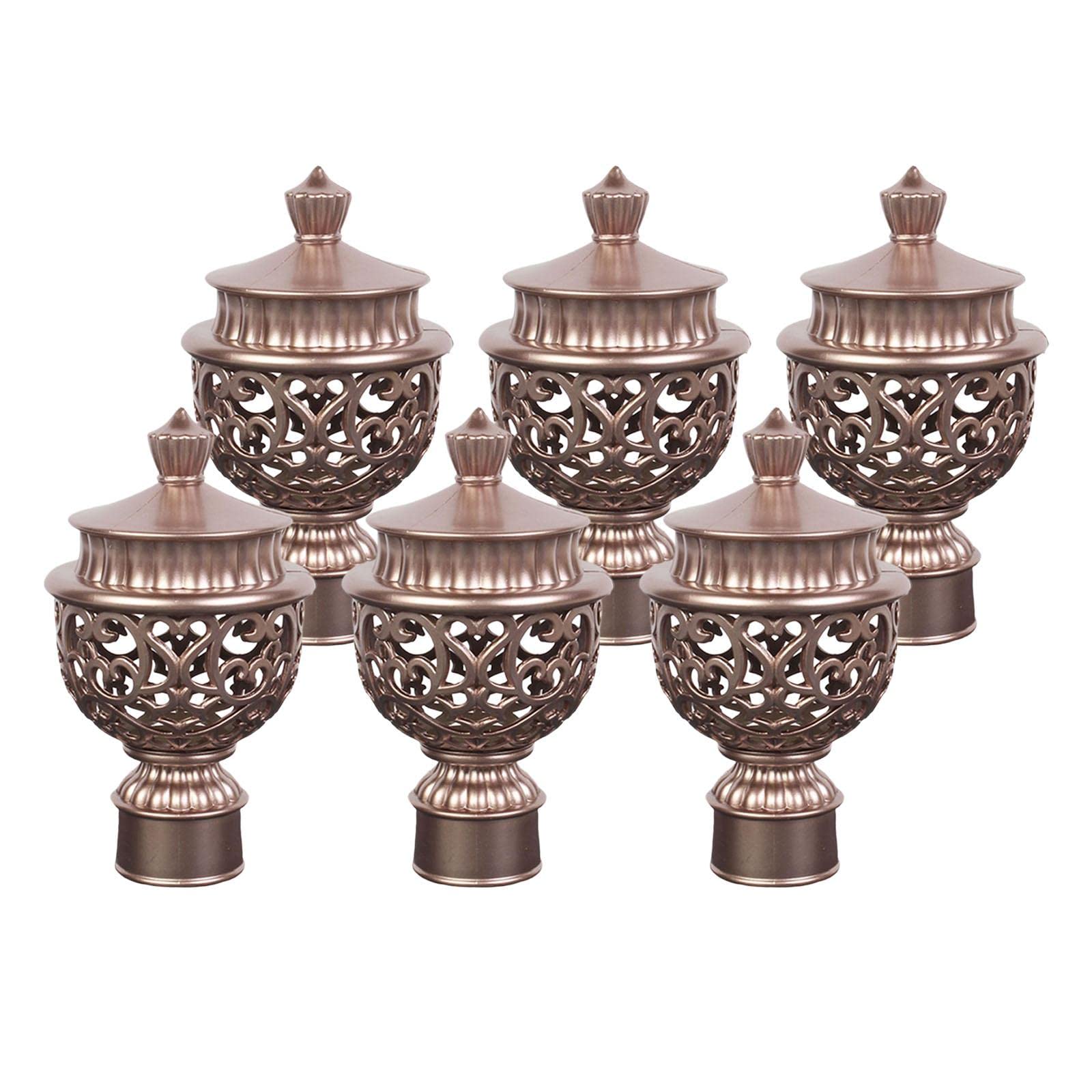 CALANDIS 6Pcs Curtain Rod Ends Decor Fittings Retro for Bar Office Window Rose Gold | Pp | 6 Pieces Curtain Pole Finials