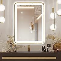 Vista 11 de Espejo de baño LED, espejo rectangular de 36 x 24 pulgadas, espejo de pared antivaho con luz cálida / natural / blanca ajustable de 3 colores, 6000