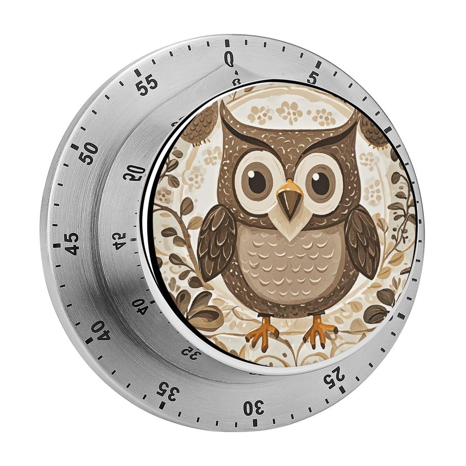 Cute Brown Cartoon Owls Visual Timer Cute Desk Timers No Batteries Required Magnetic Indoor Countdown Timers Loud Alarm Exquisite Manual Time Timer Clock for Gift