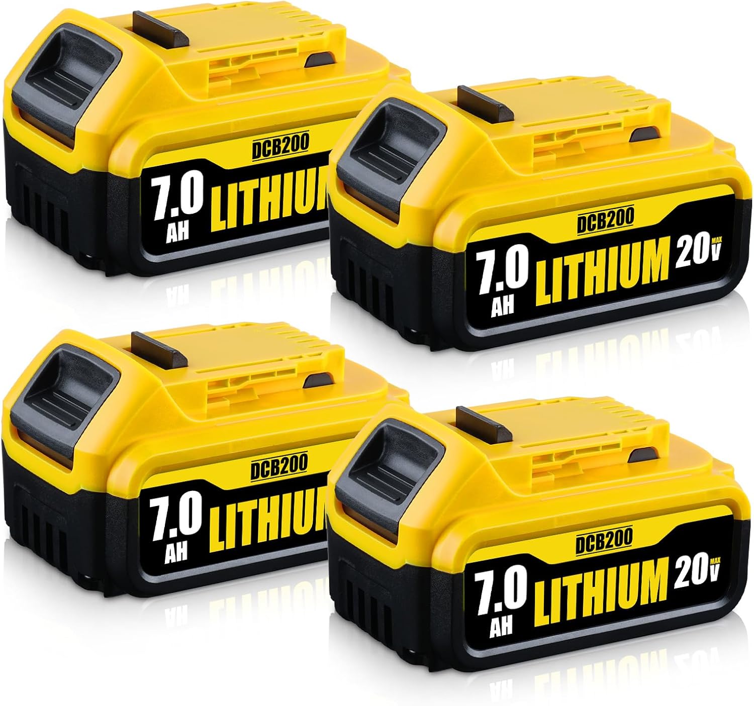 4Packs 7.0Ah Replacement for Dewalt 20v Max Battery Compatible with Dewalt 20 Volt Battery Lithium Ion Compatible with Dewalt Battery 20v DCB201 DCB203 DCB207 DCB204 DCB206 Cordless Tools