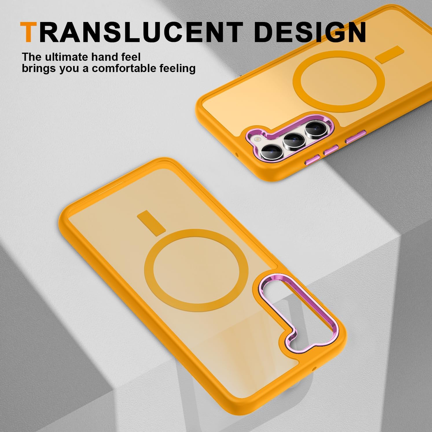 Magnetic for Samsung Galaxy S23 Plus Case, [Military Grade Drop Tested] Semi-Clear Hard Back & Soft Edge &Thin Phone Cases Orange 9-S23PL-04-CP - Image 4