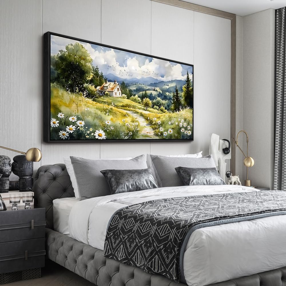 ZUITINGHUA Black Framed Canvas Wall Art For Living Room Large Wall Decor For Office Bedroom Decorations Pastoral Scenery Pictures Modern Paintings Artwork Wall Mural Aesthetic Home Decor 30x60 In - Image 7