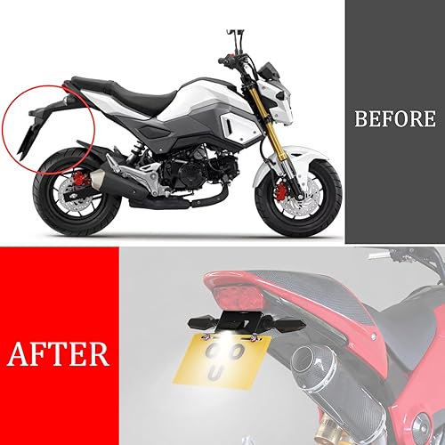 Miniatura 2 de Soporte eliminador de guardabarros, placa trasera, luz intermitente LED y ordenada compatible con MSX125 GROM MSX125SF 2016-2020