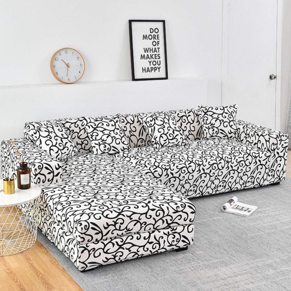 Housse de canapé sectionnelle d'angle L-Forme coton élastique salon 2 places 145 cm