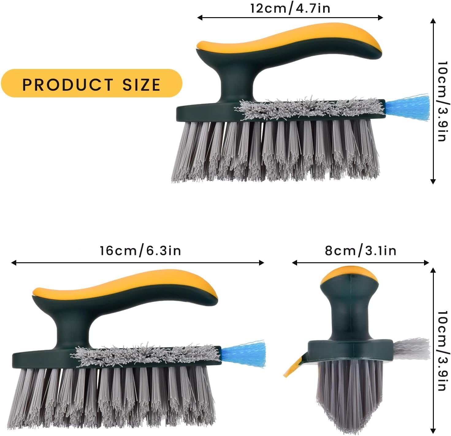 KBZONE Tile Grout Cleaner Brush, 4 in 1 with Squeegee, Multifunctional V-Shape Gap Scrub Brush Crevice for Floor, Corner, Window, Sink, Plastic, Green - Image 2 thumbnail
