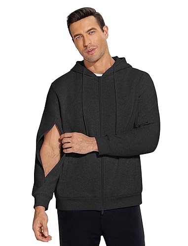 Deyeek Dialysis Sweatshirts with Arm Zipper Jacket Full-Zip Hemodialysis Cotton Warm Heavyweight Sweatshirt - Black - Large
