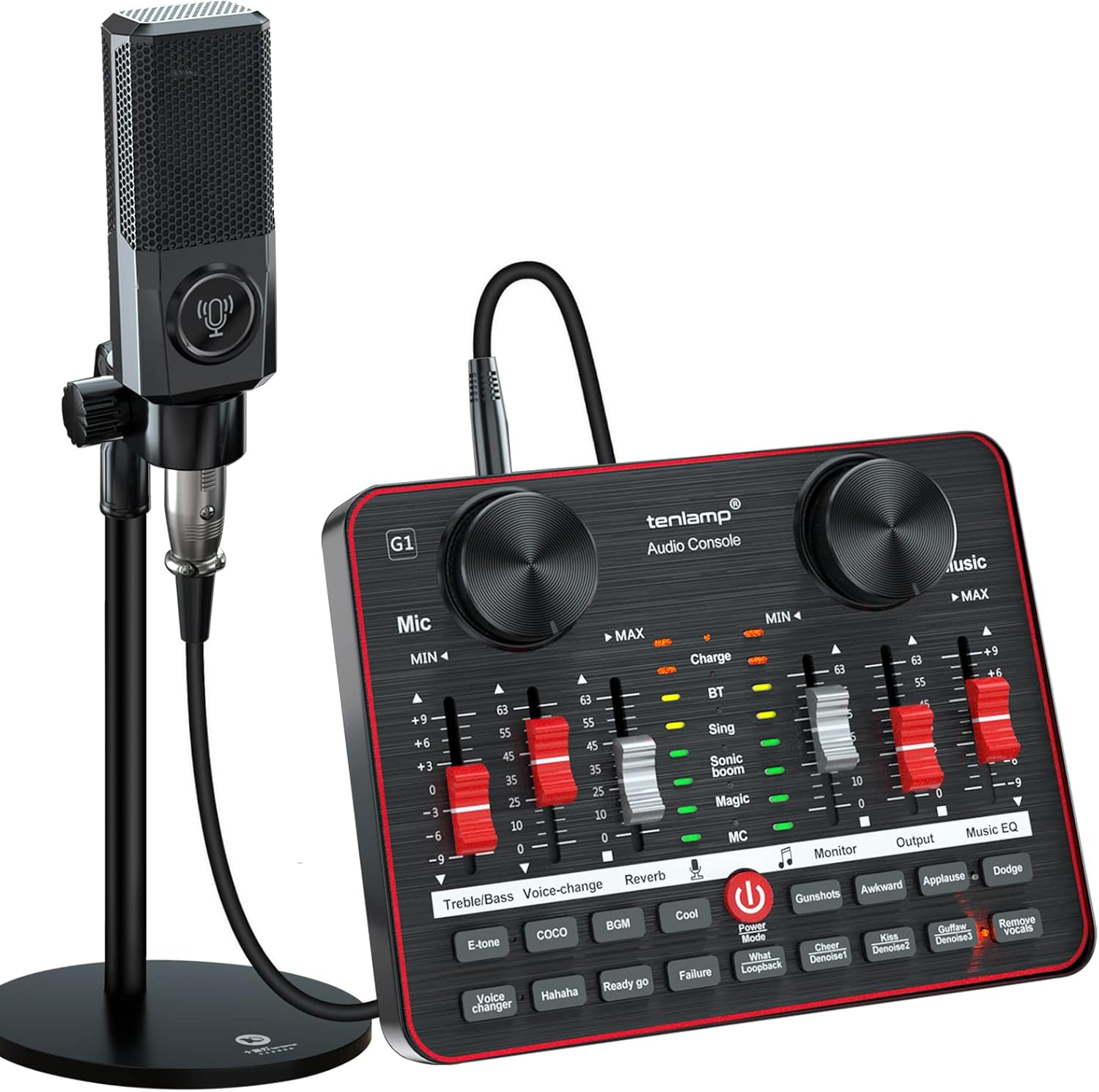 USB Audio Interface with Mixer and Sound Card, tenlamp G1 Sound Mixer