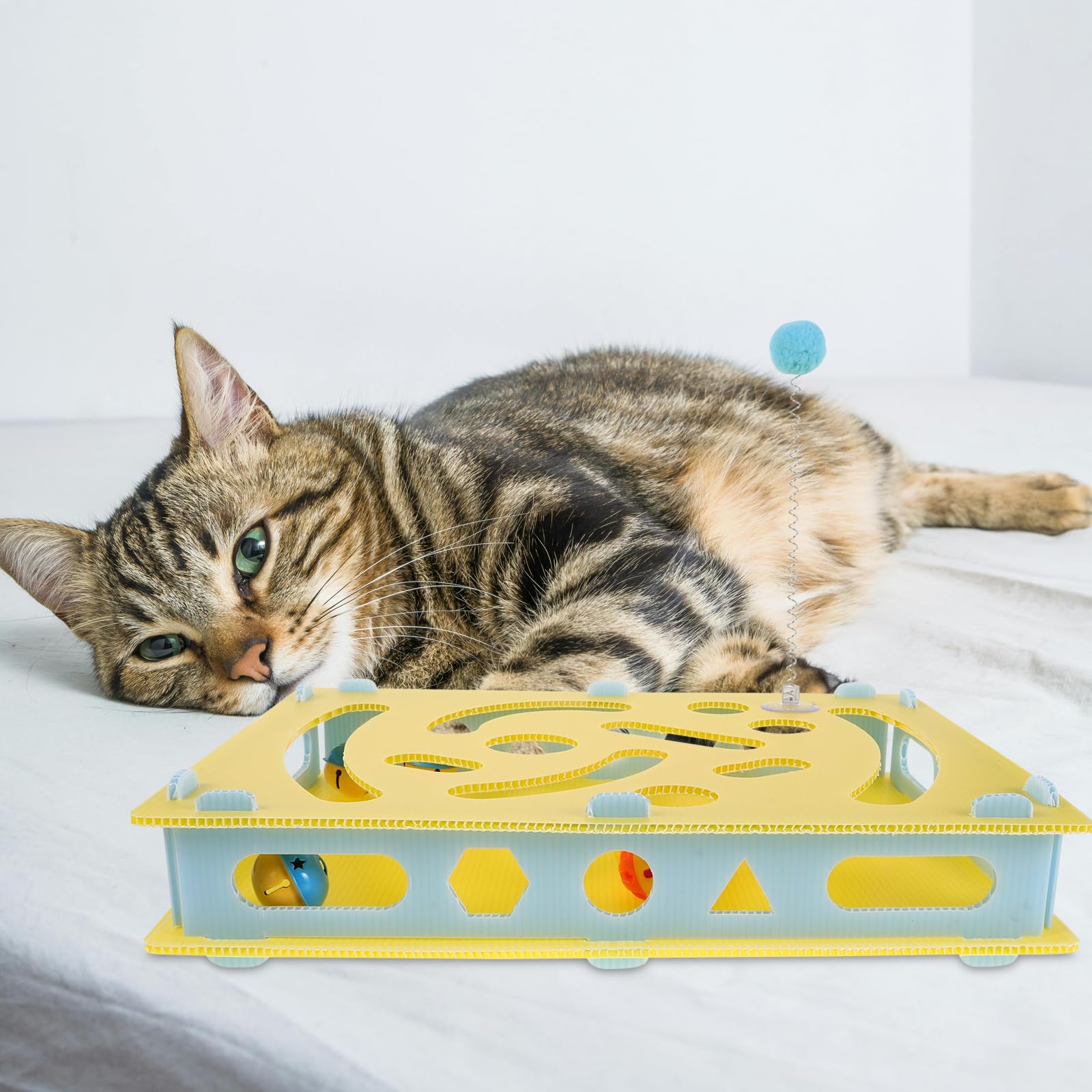 BESTonZON Gioco Interattivo per Gatti Labirinto Distributore di Cibo e Dolcetti Puzzle Giocattoli di Arricchimento per Alimentazione Lenta Supporto per attività Fisiche e Stimolazione Mental