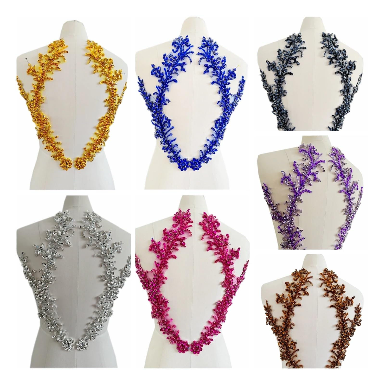 Koronkowe naszywki haftowane, Koralikowa, cekinowa, koronkowa aplikacja Rhinestone wielokolorowa do sukienki