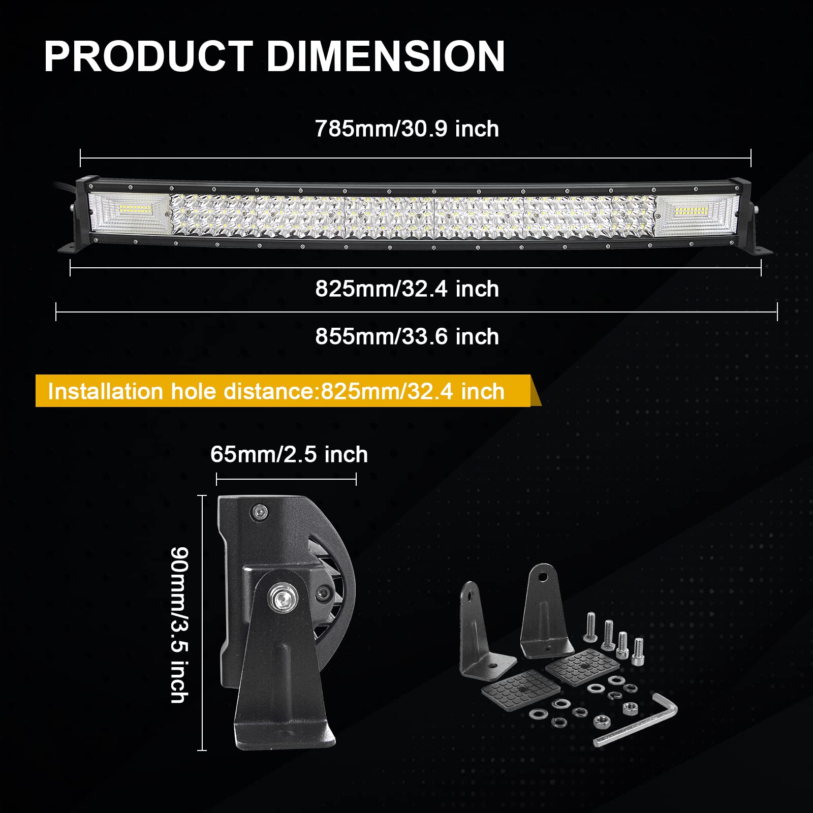 Barras Led 4x4, SKYWORLD Curvada Barra de luz LED de trabajo 81CM 405W Barra luces LED Coche, 4" 60W Faros Led Tractor Spotlight Vehículos Off Road Auto SUV Todoterreno, Con 12V kit de Cableado Kit | Larga alcance Barras luminosas, 10 cm 60 W foco luces a