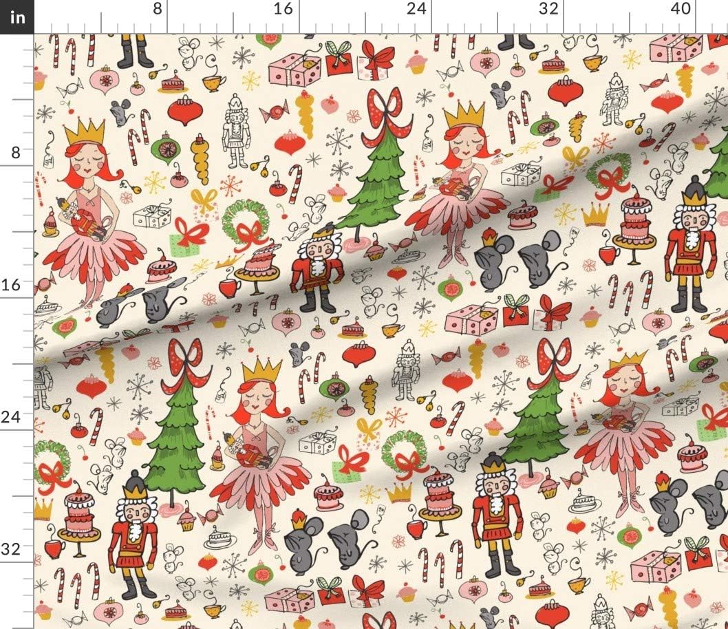 Spoonflower Fabric - Sweet Dreams Nutcracker Christmas Ballet Playful Holiday Colorful Printed on Petal Signature Cotton Fabric by The Yard - Sewing Quilting Apparel Crafts Decor