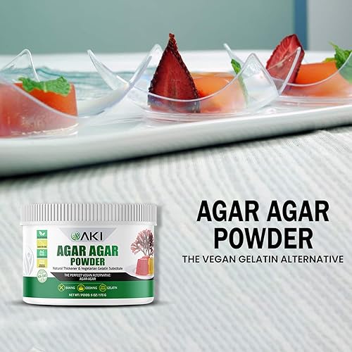 Miniatura 8 de AKI Agar Agar Powder Derived from Red Algae - Added Calcium, Vegan-Friendly - Used in Variety of Recipes such as Jellies, Puddings and Soups