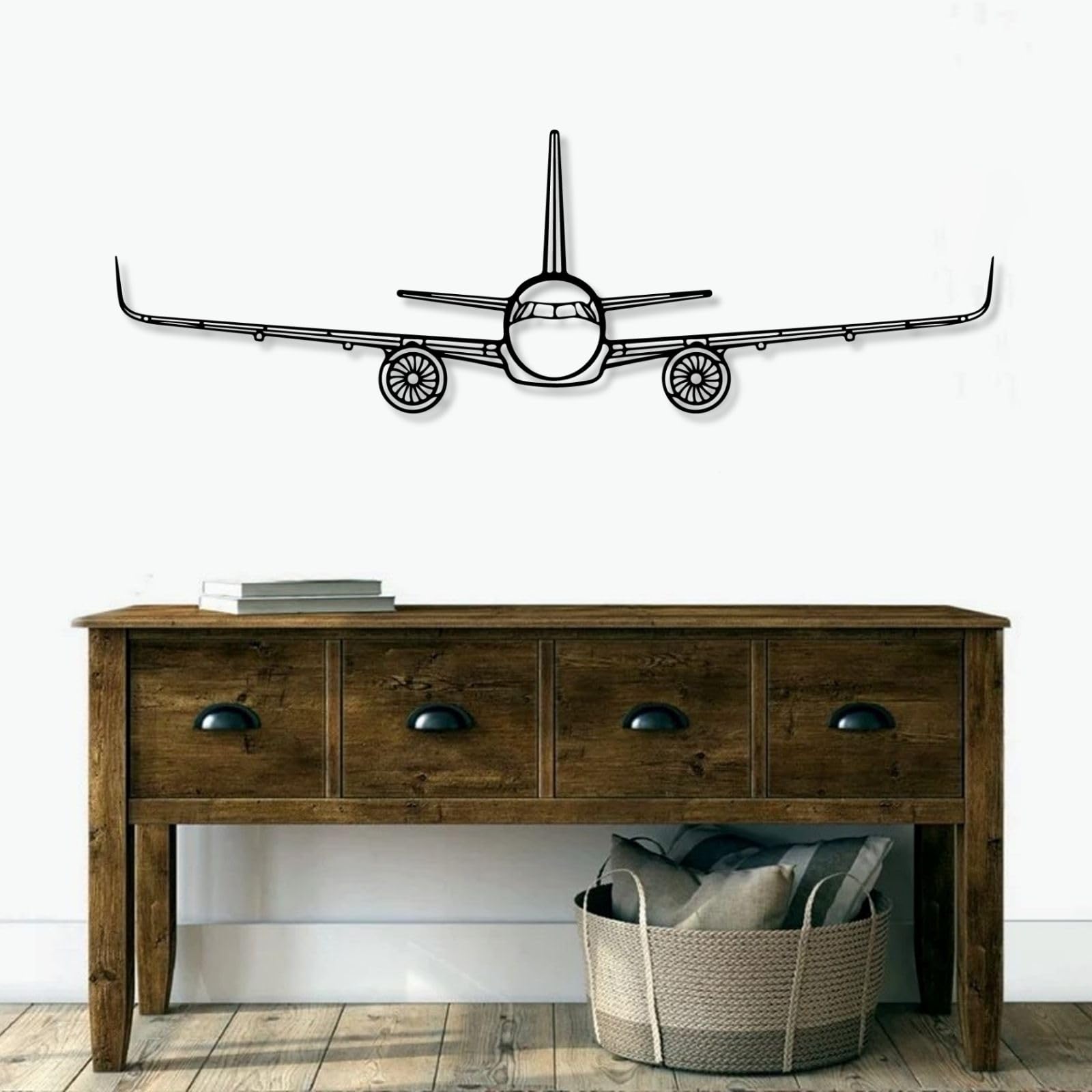 Schwarze Flugzeugsilhouette aus Metall, minimalistische Wanddekoration aus Metall, Moderne Skulptur mit Flugzeugsilhouette für Wohnzimmer, Flur und Treppenhaus (Gold, 61 cm L x 30 cm B)