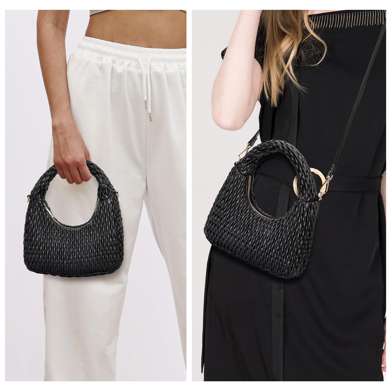 BADDIES Small Quilted Crossbody Purse,Mini Black Shoulder Bag, Phone Wallet Purse for Women