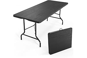VINGLI 6-Foot Black Folding Table: Portable, Stylish, and Durable