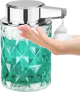Phneems Seifenspender Automatisch Schaumseifenspender Glas Elektrischer Seifenspender mit Sensor USB-Aufladung IPX5 Waterproof FüR Bad KüChe Schaum