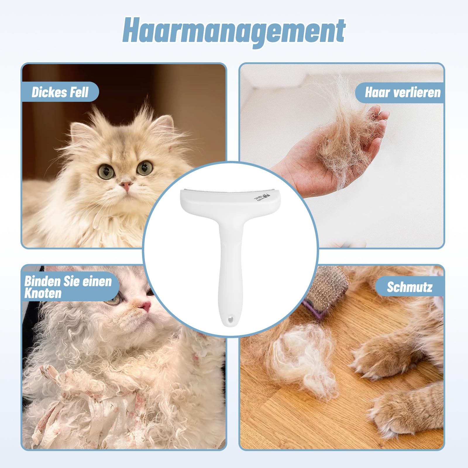 Katzenbürste Für Langhaar - Unterwolle Bürste Für Katzen Und Hunde Weiß
