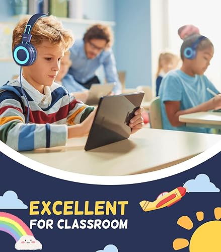 Miniatura 5 de Auriculares USB tipo C para niños, para la escuela, auriculares con cable para niños pequeños, volumen limitado de 94 dB, sonido estéreo HD,